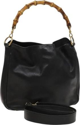 Gucci Pre-owned Leather gucci-bags - Dames - Vintage Handtas - Zwart - ONE Size - Leer - Vintage