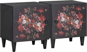 vidaXL Bedside Cabinet with Door 2 pcs Black 40 x 33 x 46 cm vidaXL