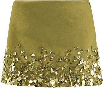 Retrof&ecirc;te Minirok met pailletten en strasssteentjes - Dames - Rokken - Groen - Maat: S Viscose