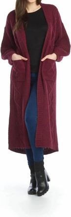 Papillon Chunky Oversized Cardigan With Pockets In Burgundy