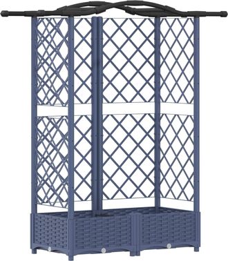 vidaXL Cama Elevada Con Trellis Y Techo Gris 124 X 40 X 123 Cm Pp Vidaxl