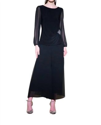 Joseph Ribkoff Silky Knit Top With Ornament In Black