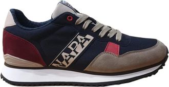 Napapijri Schoenen, Heren, Veelkleurig, 43 EU, Leer, Zwarte leren/stoffen lage sneakers