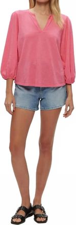 Michael Stars Gabi Puff Sleeve Top In Zinnia