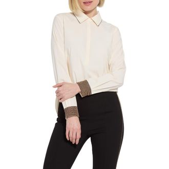 Lyss&eacute; Jamie Micro Beaded Shirt in Macadamia at Nordstrom Rack, Size X-Large