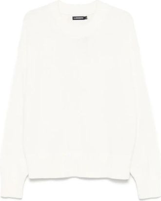 J.Lindeberg Katoen Wol Crew Neck Sweater Wit - Heren - Ronde hals truien - Wit - M - Katoen - Truien & Vesten