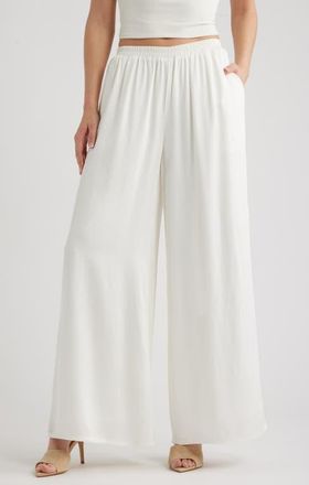 House of CB Alexa Wide Leg Pull-On Pants in Ivory at Nordstrom, Size X-Small