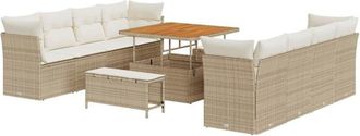 vidaXL Conjunto De Sof&aacute; De Jard&iacute;n 11 Pcs Beige Rat&aacute;n Sint&eacute;tico Vidaxl