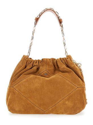 BA&SH Womens Shoulder Bag June Suede Beige