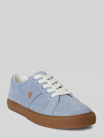 Lauren Ralph Lauren Sneaker aus echtem Veloursleder mit Logo-Detail in Hellblau, Gr&ouml;&szlig;e 37,5