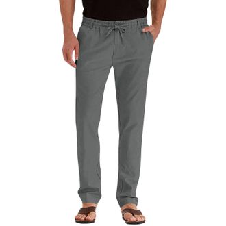 Generic Mens Trousers UK Multi Pockets Elasticated Waisted Business Office Trouser Straight Leg Solid Athletic Pants Comfotable Outdoor Pantformal Work Workwe