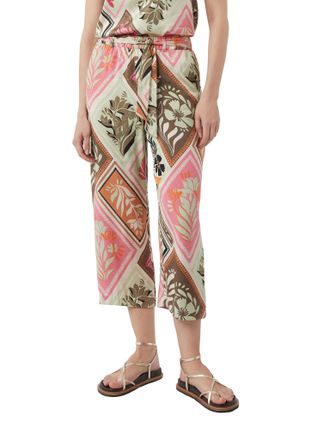 Comma 7/8-Hose COMMA, Damen, Gr. 34, N-Gr, pink (pink, beige), Web, Obermaterial: 100% Viskose, bedruckt, 7/8-L&auml;nge, Hosen 7/8-Hose, mit floralem Muster
