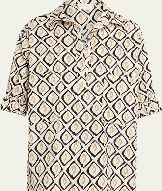 Max Mara Geometric-Print Cotton Shirt