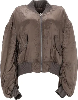 Rick Owens Bucket Flight Cupro Ruched Bomber Jacket