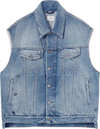 Haikure Sleeveless Denim Vest with Chest Flap Pockets