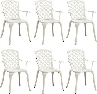vidaXL Garden Chairs 6 pcs Cast Aluminium White vidaXL