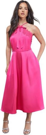 Oasis Lace Detail Midi Prom Dress in Magenta at Nordstrom, Size 12
