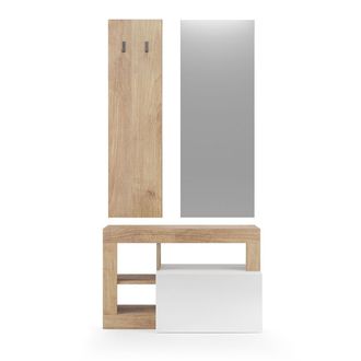 Calicosy Calicosy - Set 3 Piezas Con Mueble Peque&ntilde;o, Perchero De Pared Y Espejo Hamburg - H165 Cm
