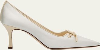 Manolo Blahnik Zaman Silk Lace-Up Pumps