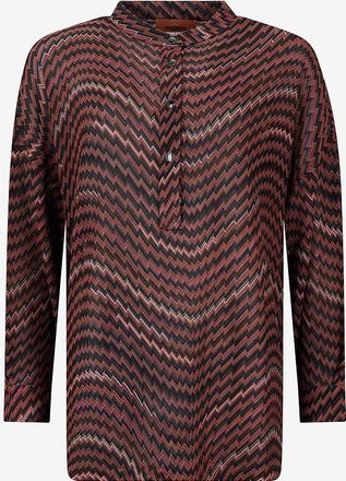Missoni Stehkragenbluse aus Fischgr&auml;tenstrick Caperdoni