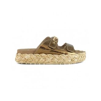 Mou Sliders, female, Brown, Size: 11 US Sandalia Raffia Braid