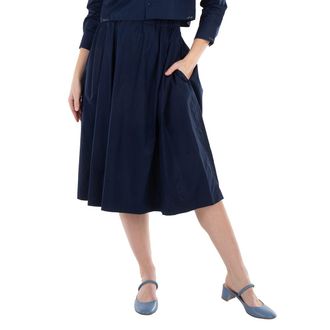 Marni Light Navy A-Line Cotton Midi Skirt