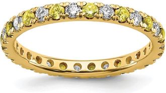 Diamond2Deal 14k Yellow Gold Lab Grown Diamond & Yellow Sapphire Eternity Wedding Band Ring 1/2Ct Clarity- VS Color- G-H