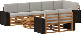 vidaXL Conjunto De Sof&aacute;s De Exterior 9 Uds. Natural Y Gris Claro Vidaxl
