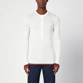 Gucci White silk jersey with web ribbon