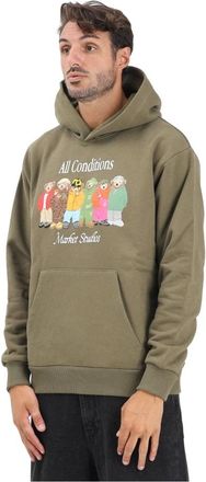 Market Market, Hoodies & sweatvesten, Heren, Groen, S, Leuke Beerprint Hoodie