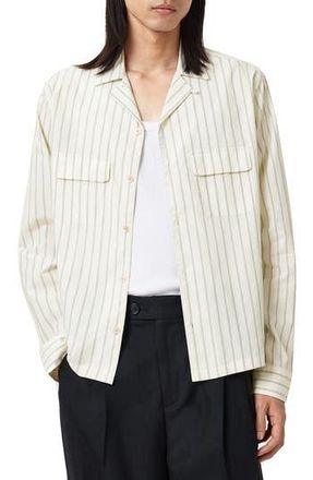 AllSaints Stanley Stripe Button-Up Shirt in Soap White at Nordstrom Rack, Size Xx-Large