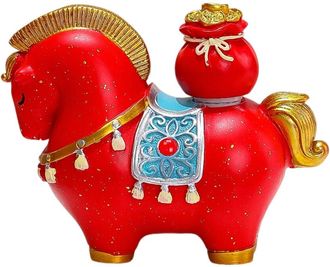 OEM Simpatica Statuetta Del Cavallo Zodiacale - Borsa Portafortuna Rossa