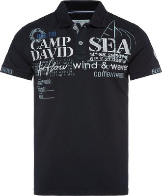 Camp David Mens Pique Polo with Logo Artworks, navy, M