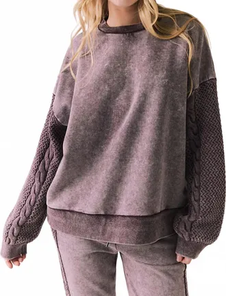 Chaser Maritime Long Sleeve Pullover In Fig