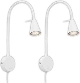 B.K.Licht Briloner TUSA Set di 2 lampade da lettura LED, orientabili, luce bianco caldo, interruttore, bianco, 45x8x20,5 cm