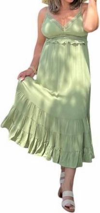 Iris Eyelet Maxi Dress In Green