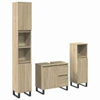 Berkfield Home 3 Piece Bathroom Furniture Set Sonoma Oak Engineered Wood in Light Tan
