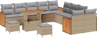 vidaXL Vidaxl - Garden Sofa Set 13 pcs Beige 90 x 55 x 71 cm Poly Rattan