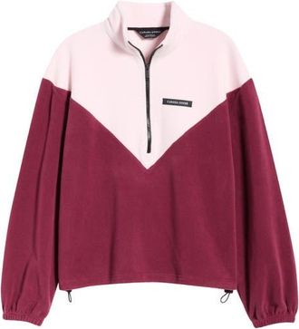 Canada Goose Tayen Quarter Zip Fleece Jacket in Bloom Pink/burnt Vermillion at Nordstrom, Size X-Small