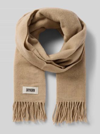 Drykorn Drykorn Schal aus Wolle-Lanawolle-Mix mit Fransen Modell GAZE in Sand Melange, Gr&ouml;&szlig;e 1