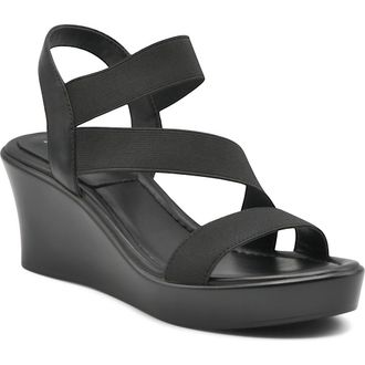 Charles by Charles David Classical Ankle Strap Platform Wedge Sandal in Black at Nordstrom Rack, Size 6.5