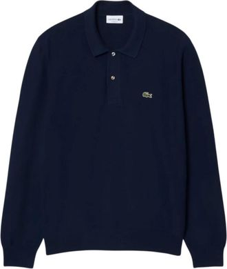 Lacoste Klassiek gebreid poloshirt met lange mouwen - Heren - Tops - Blauw - Maat: M Katoen