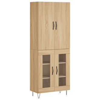 vidaXL Aparador Alto Madera Contrachapada Color Roble 69,5x34x180 Cm Vidaxl
