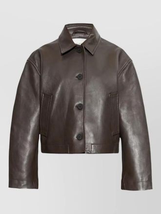 STUDIO NICHOLSON hain leather jacket collared cropped design