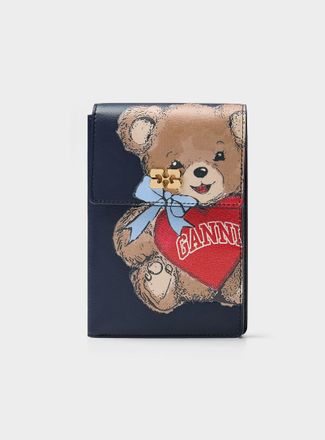 Ganni Womens Teddy recycled leather foldable card holder
