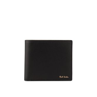 Paul Smith Black Leather Wallet With Signature Stripe Pattern