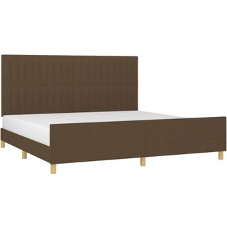vidaXL Cama Sin Colch&oacute;n Tela Marr&oacute;n Oscuro 200x200 Cm Vidaxl