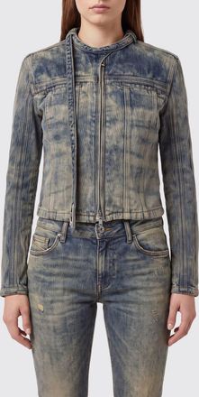 Diesel Cropped Slim Fit Vintage Denim Jacket with Zip Closure