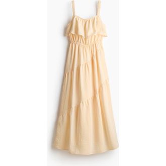 H&M Flounced Tiered Dress in Light Yellow at Nordstrom, Size Xx-Small