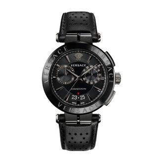 Versace Aion Chronograph - Heren - Accessoires - Zwart - Maat: ONE Size Leer